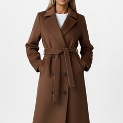 Women’s Double-Breasted Belted Long Coat