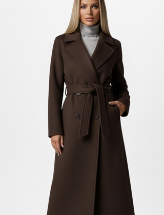 Women’s Double-Breasted Belted Long Coat