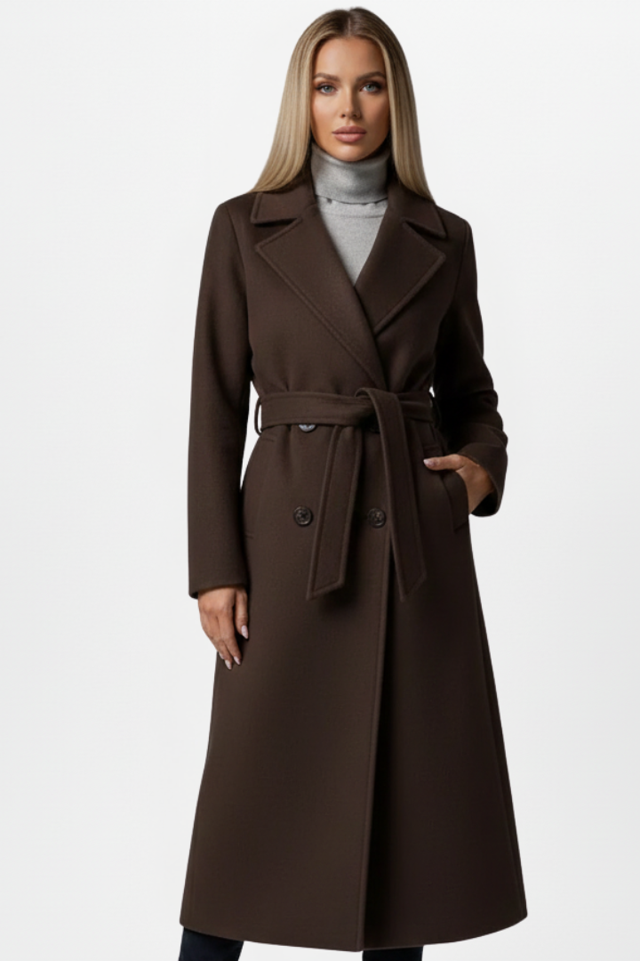 Women’s Double-Breasted Belted Long Coat