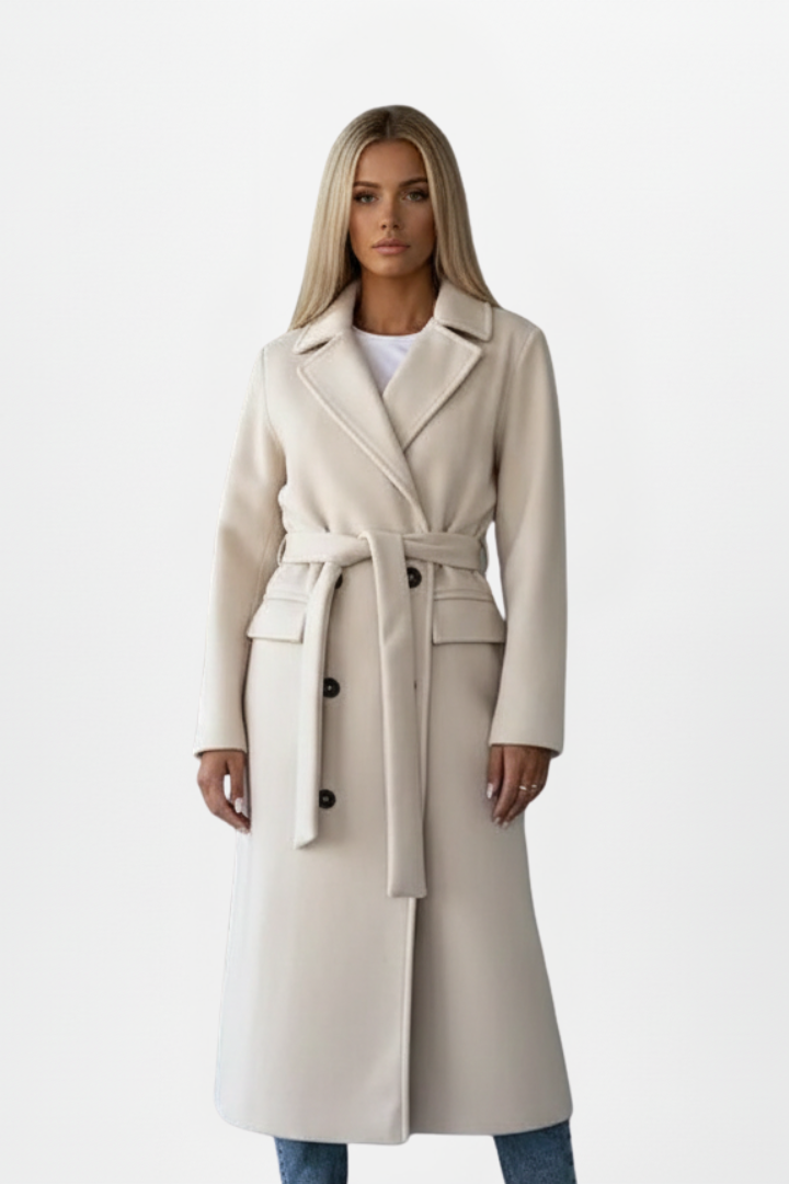 Women’s Double-Breasted Belted Long Coat