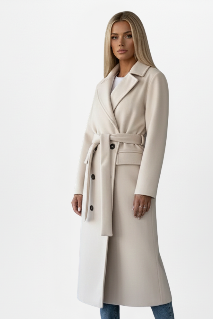 Women’s Double-Breasted Belted Long Coat