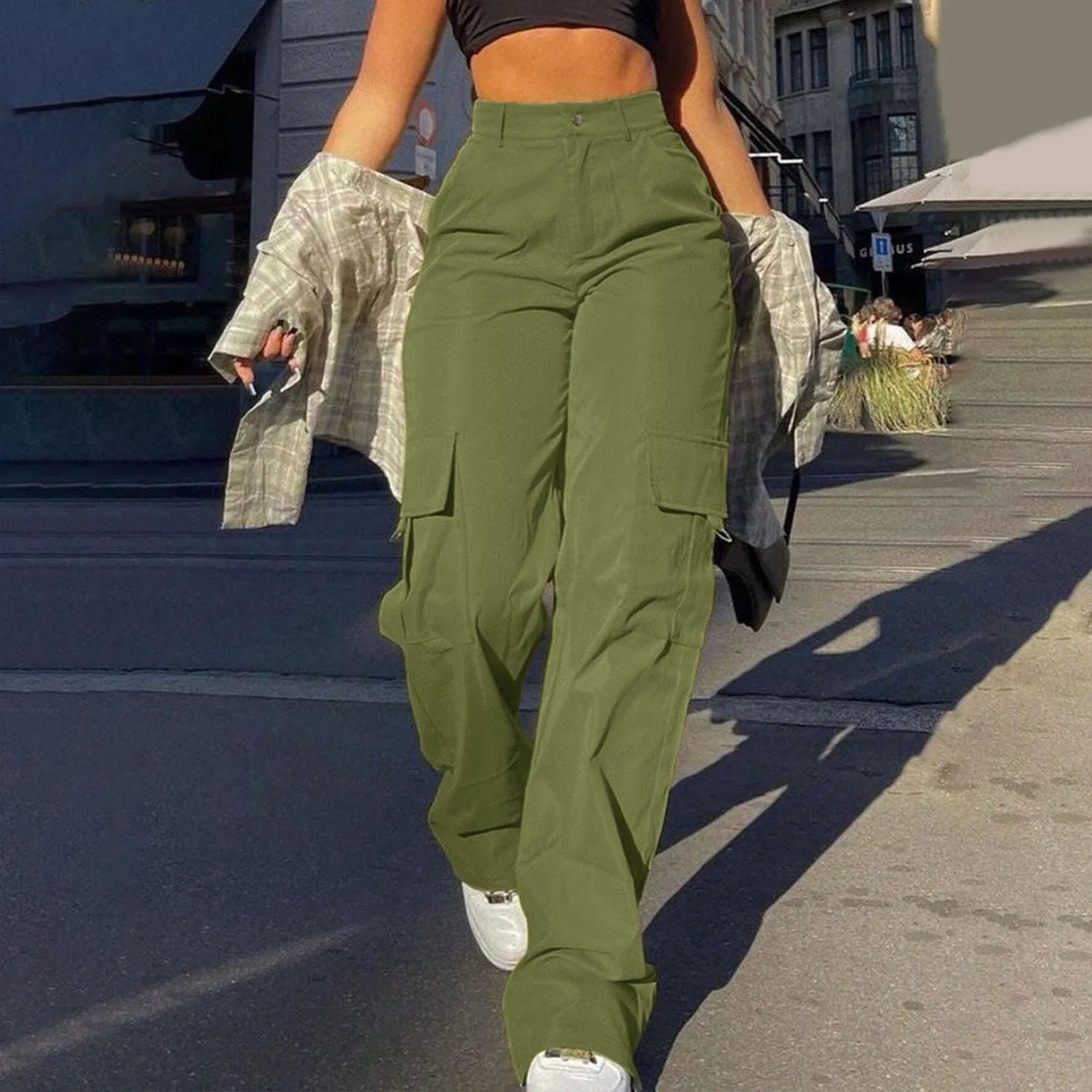Women’s High-Waisted Cargo Trousers