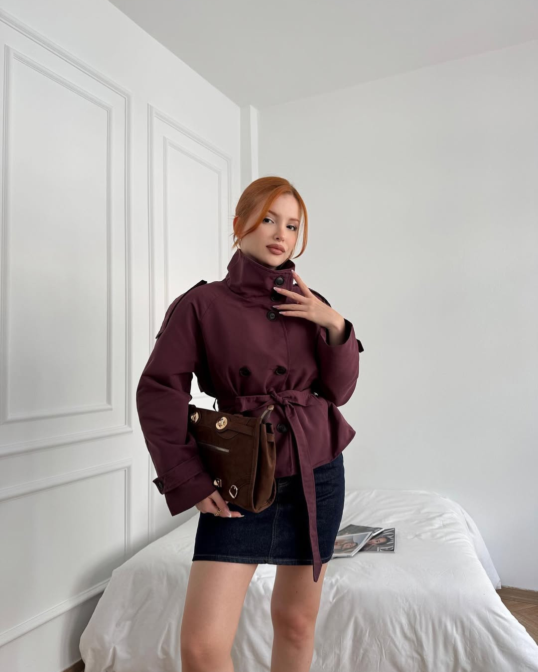 Women’s Cropped Belted Trench Jacket