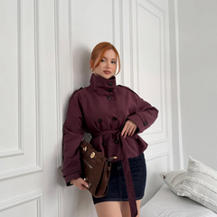 Women’s Cropped Belted Trench Jacket