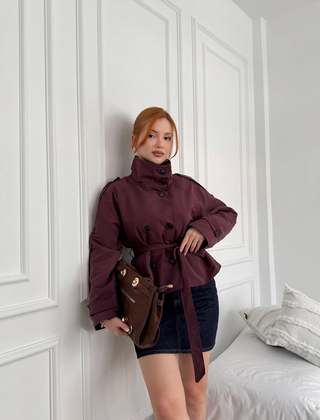 Women’s Cropped Belted Trench Jacket