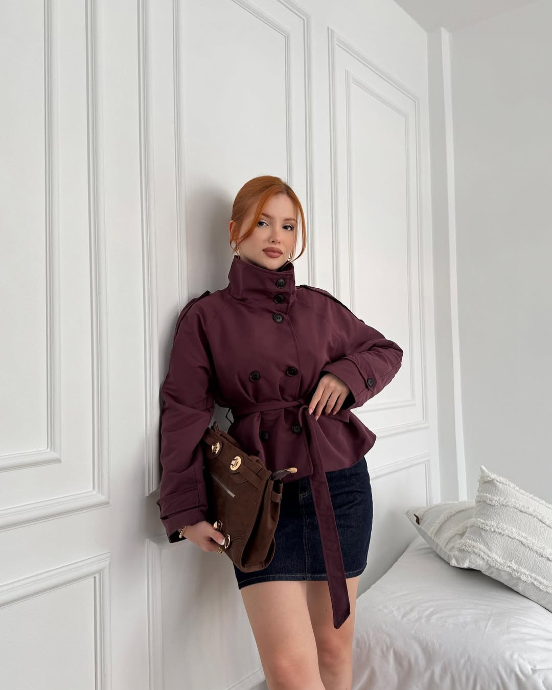 Women’s Cropped Belted Trench Jacket