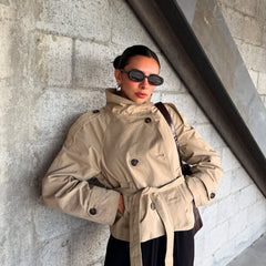 Women’s Cropped Belted Trench Jacket