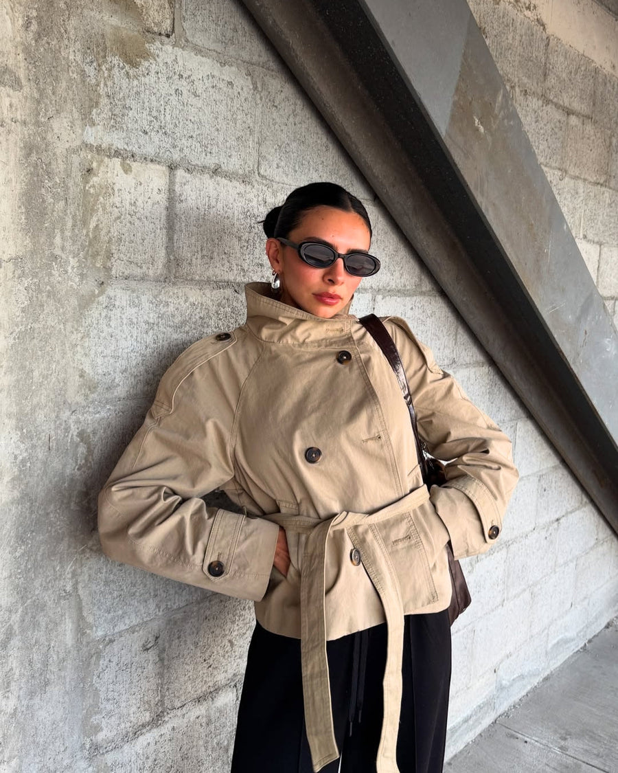 Women’s Cropped Belted Trench Jacket
