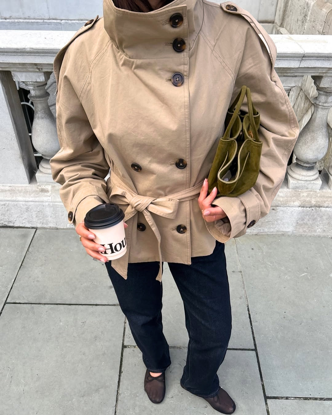 Women’s Cropped Belted Trench Jacket