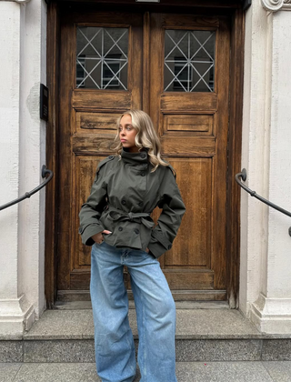Women’s Cropped Belted Trench Jacket