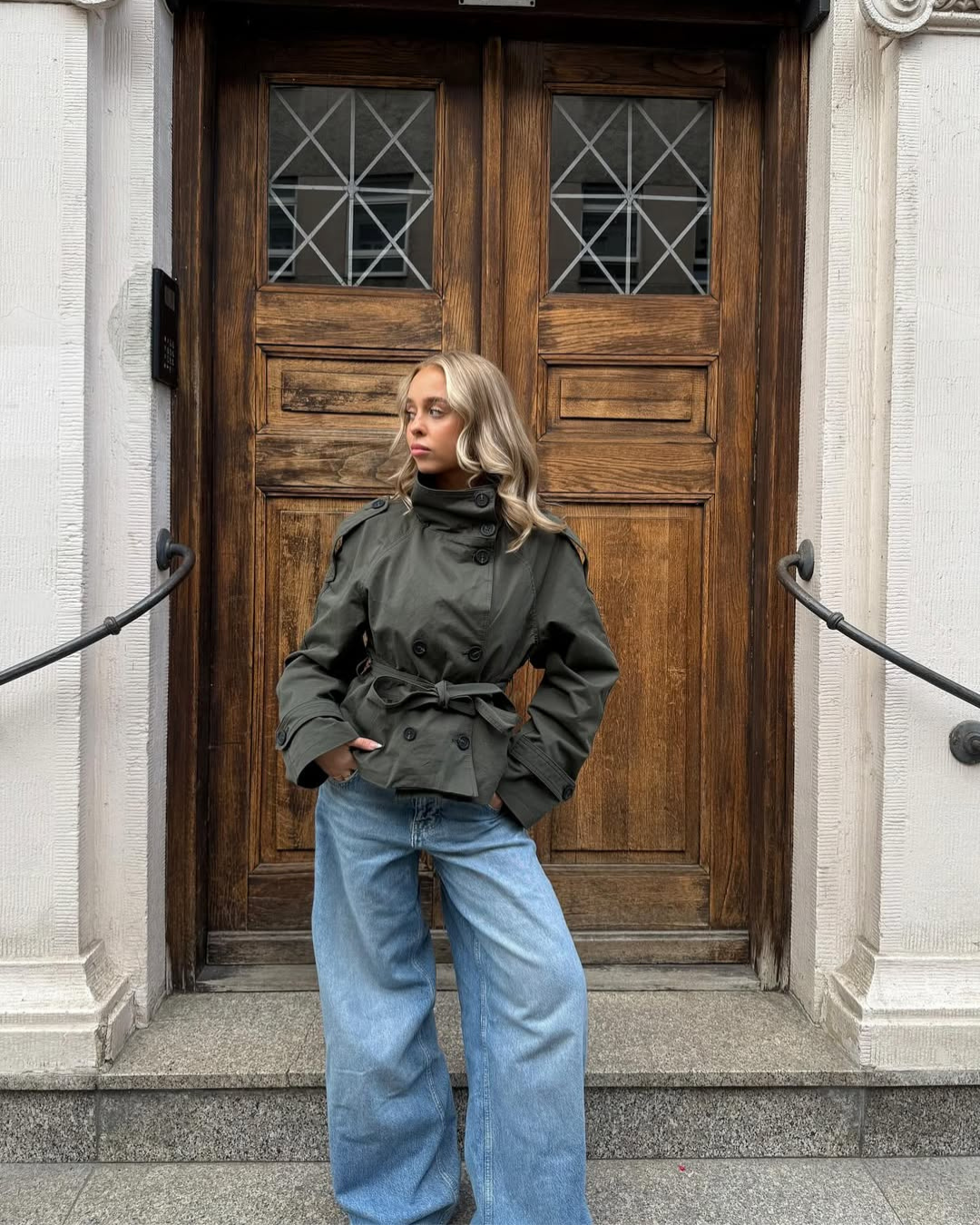 Women’s Cropped Belted Trench Jacket