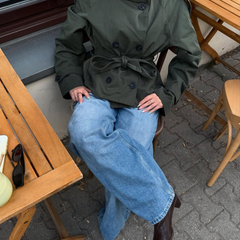 Women’s Cropped Belted Trench Jacket