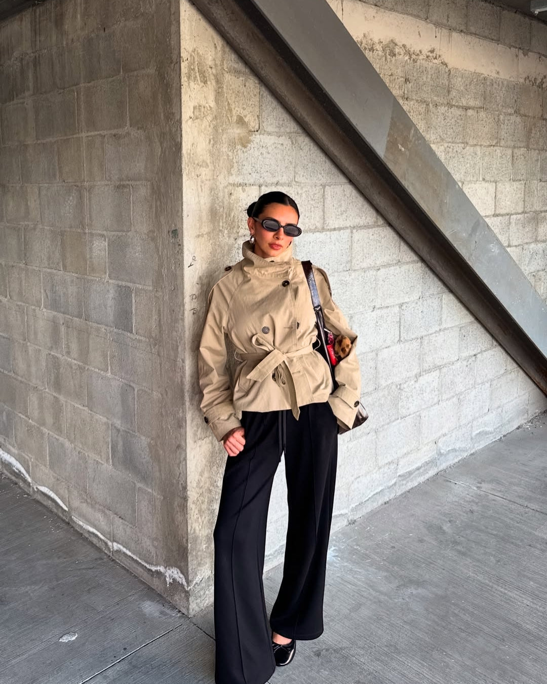 Women’s Cropped Belted Trench Jacket