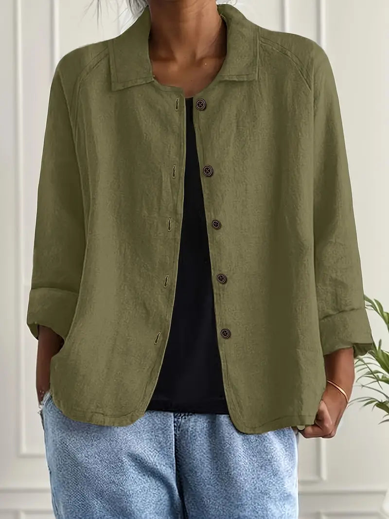 Ella Casual Button-Front Lightweight Jacket