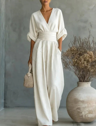 Women’s Wide-Leg V-Neck Jumpsuit