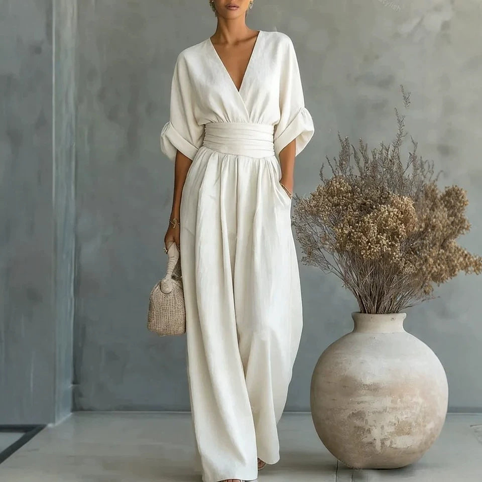 Women’s Wide-Leg V-Neck Jumpsuit