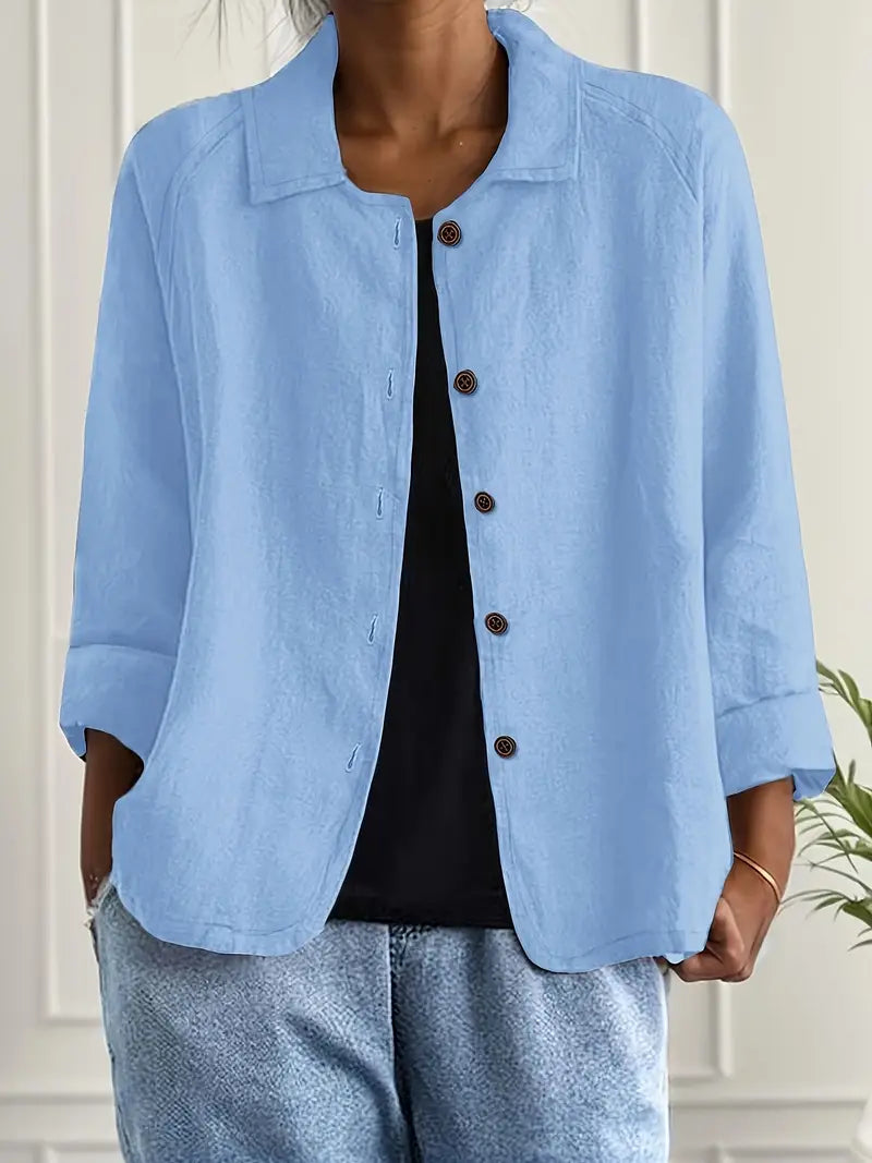 Ella Casual Button-Front Lightweight Jacket