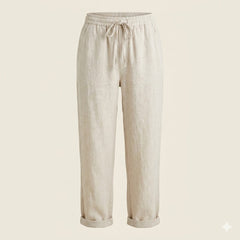 Women’s Linen-Blend Drawstring Tapered Trousers