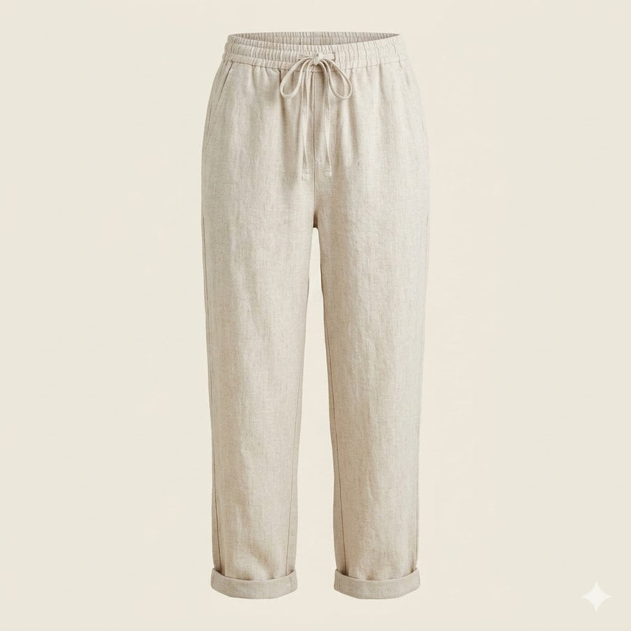 Women’s Linen-Blend Drawstring Tapered Trousers
