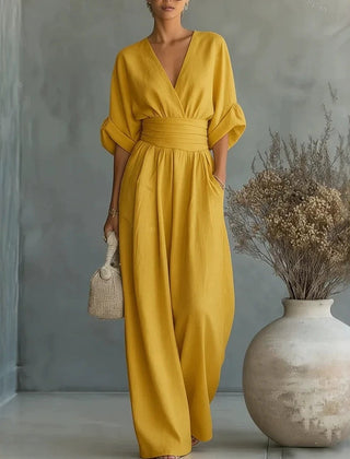 Women’s Wide-Leg V-Neck Jumpsuit