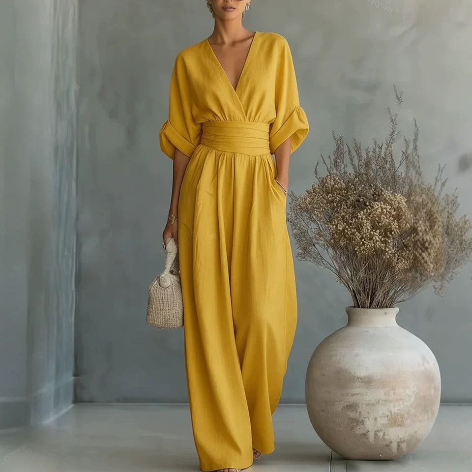 Women’s Wide-Leg V-Neck Jumpsuit