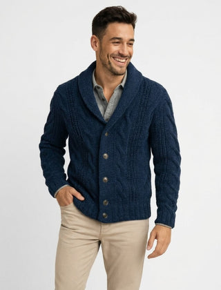 Men’s Textured Shawl-Collar Cardigan