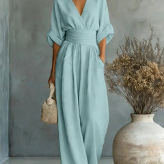 Women’s Wide-Leg V-Neck Jumpsuit