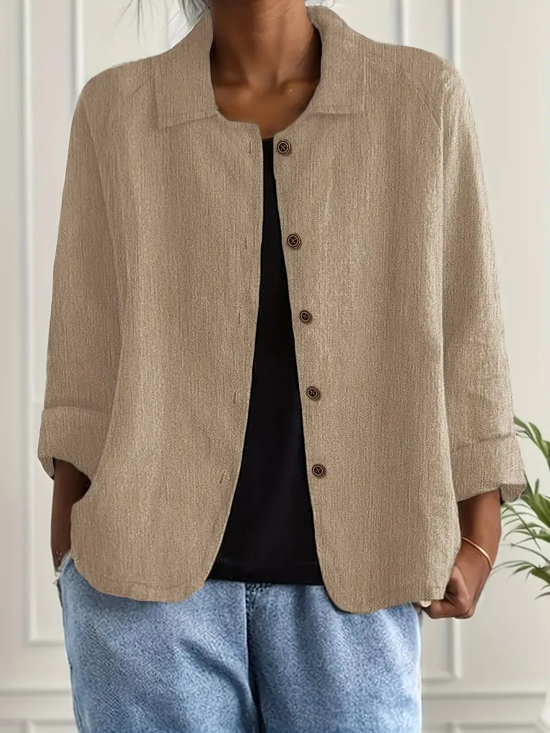 Ella Casual Button-Front Lightweight Jacket