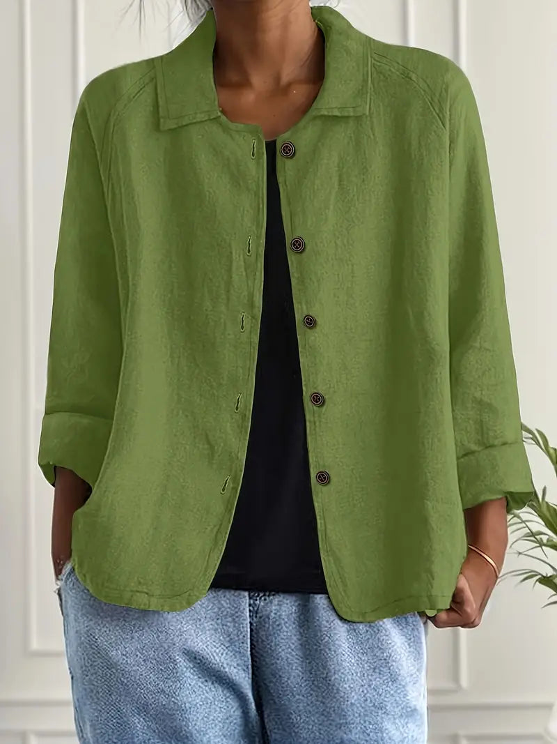 Ella Casual Button-Front Lightweight Jacket