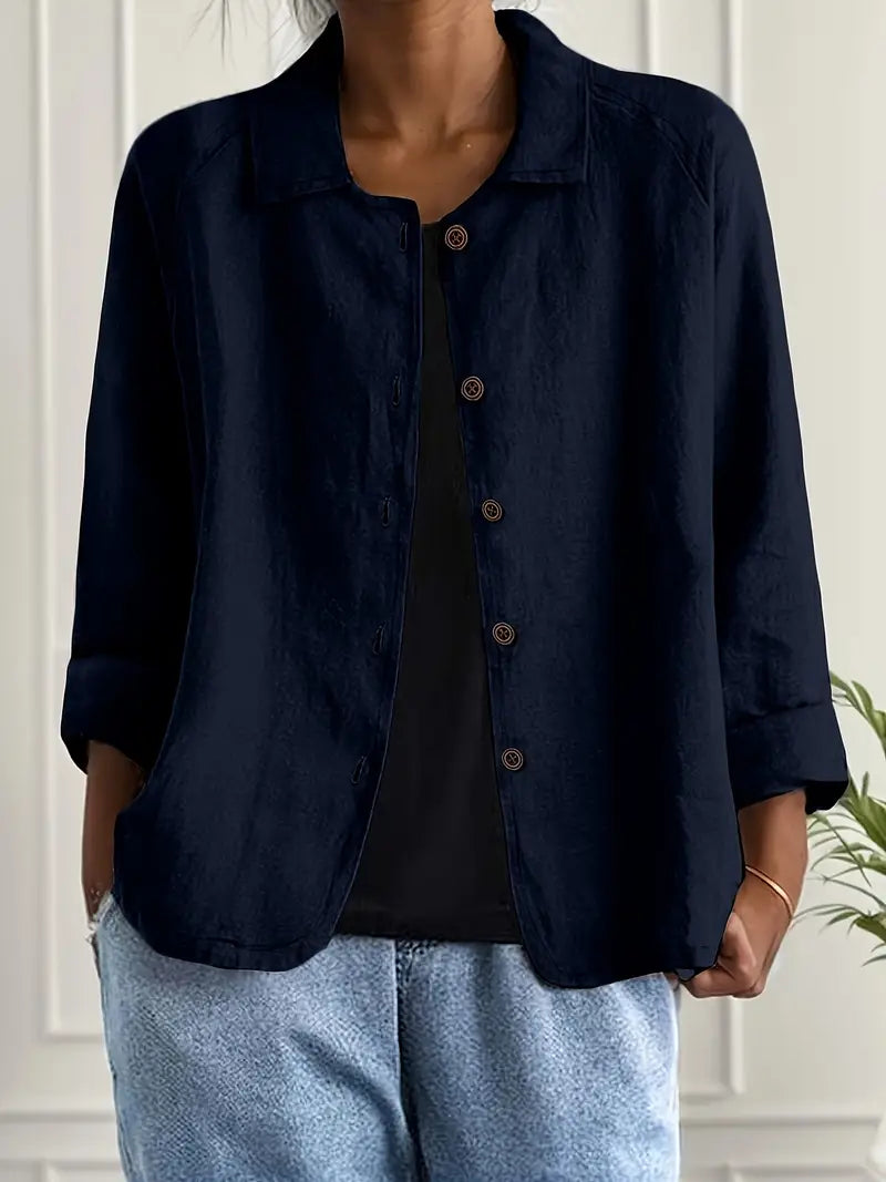 Ella Casual Button-Front Lightweight Jacket