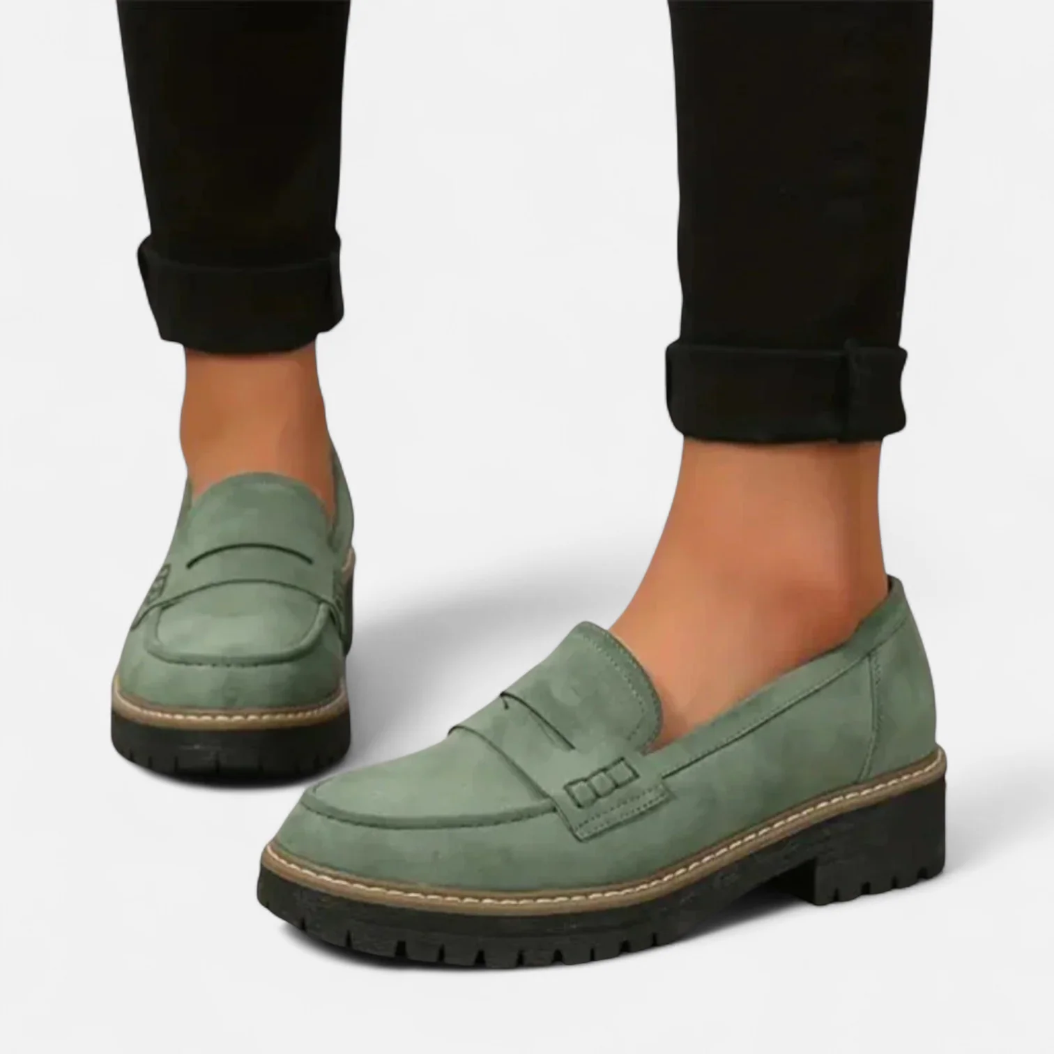 Women’s Chunky-Sole Leather-Look Loafers