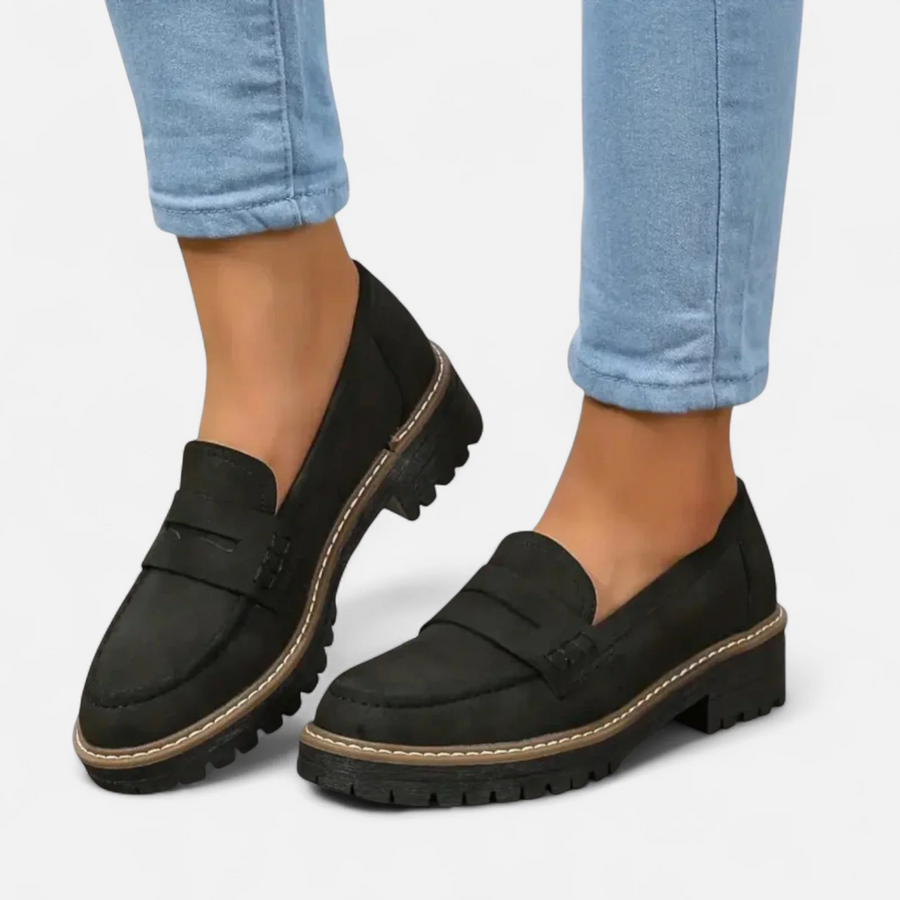Women’s Chunky-Sole Leather-Look Loafers