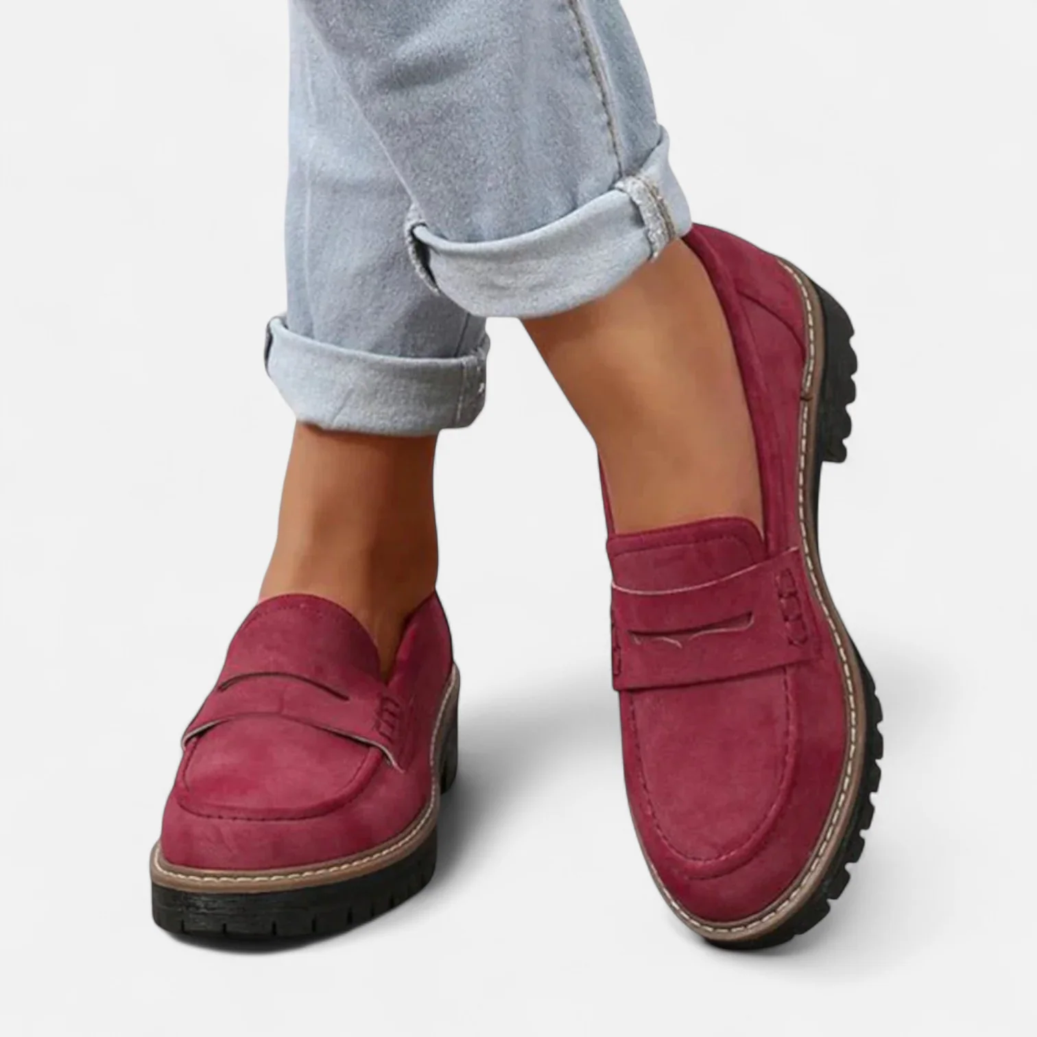 Women’s Chunky-Sole Leather-Look Loafers