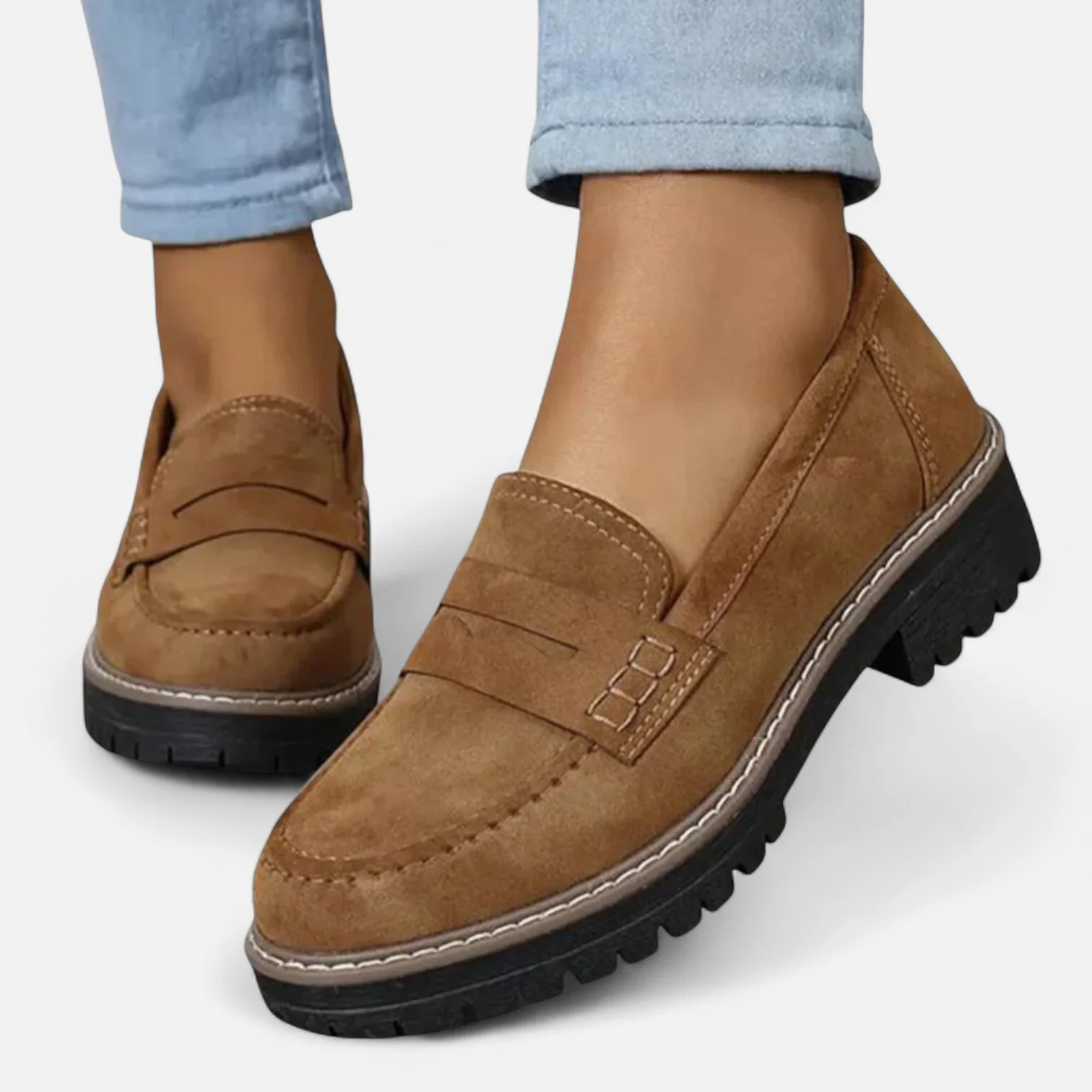 Women’s Chunky-Sole Leather-Look Loafers