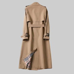 Emily Belted Double-Breasted Long Trench Coat