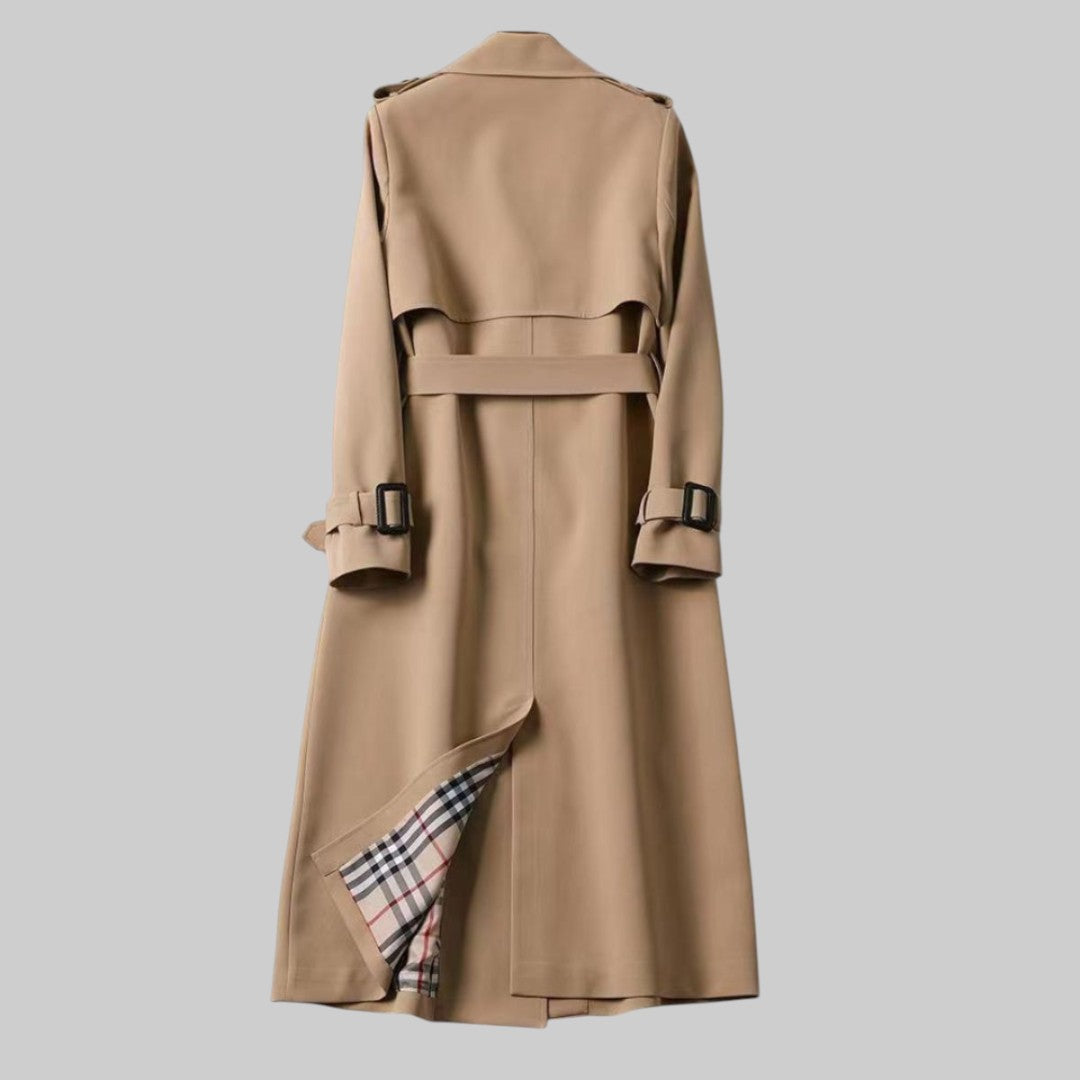Emily Belted Double-Breasted Long Trench Coat