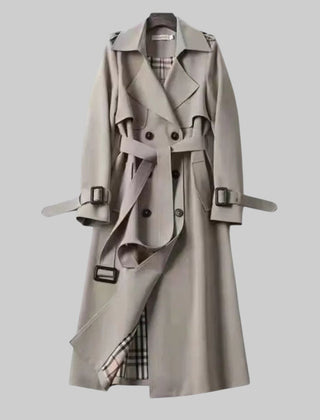 Emily Belted Double-Breasted Long Trench Coat