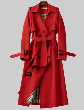 Emily Belted Double-Breasted Long Trench Coat
