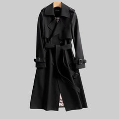 Emily Belted Double-Breasted Long Trench Coat