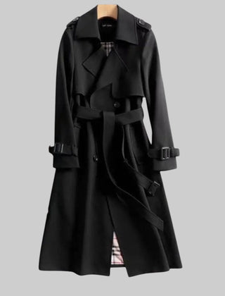 Emily Belted Double-Breasted Long Trench Coat