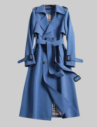 Emily Belted Double-Breasted Long Trench Coat