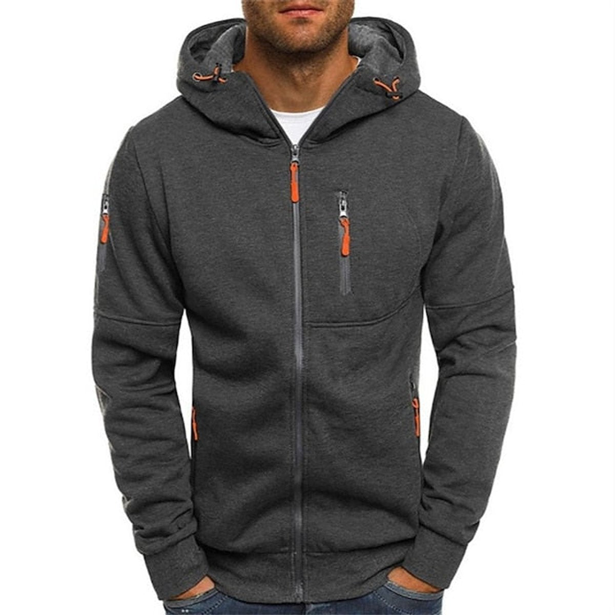 William Multi-Pocket Zip-Up Hoodie