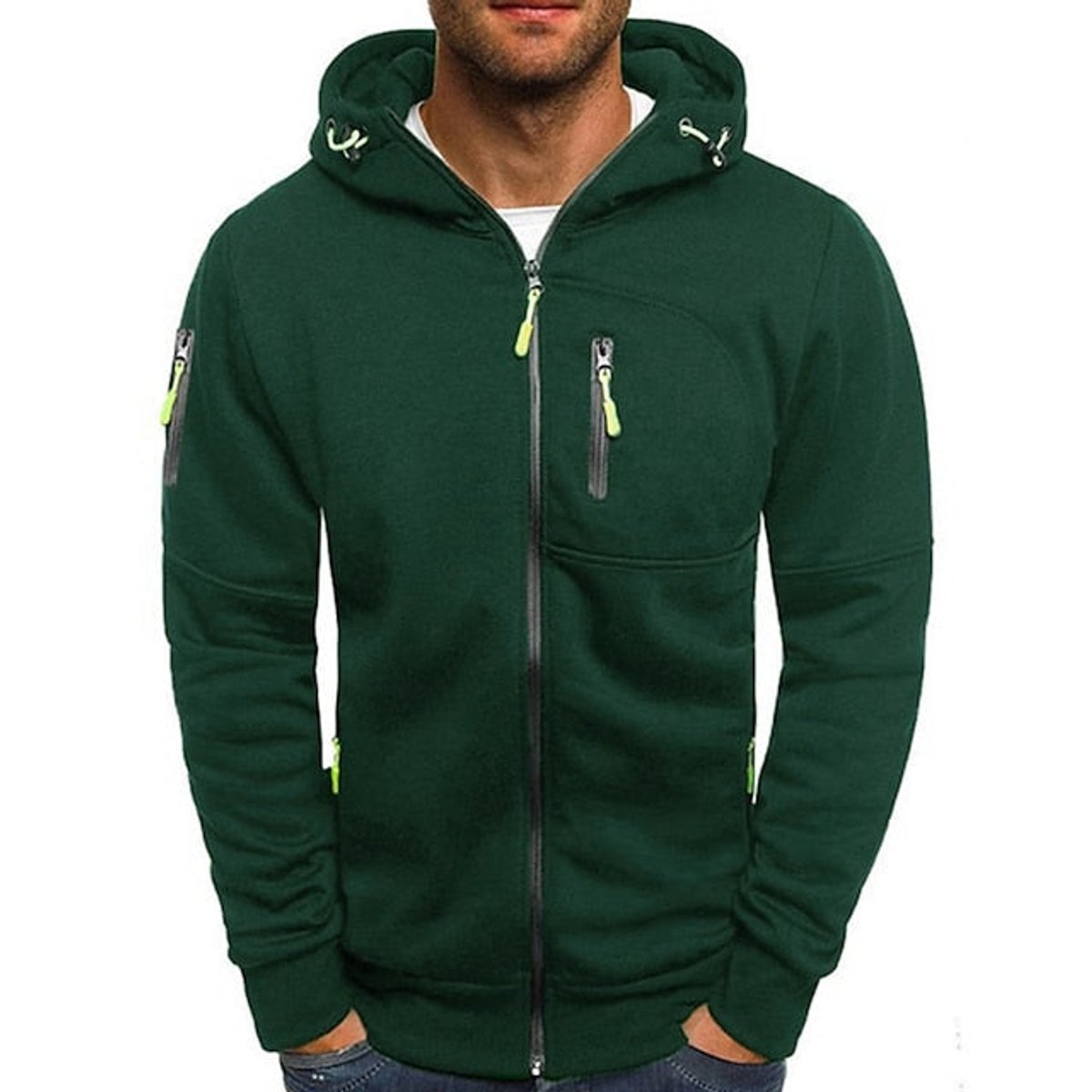 William Multi-Pocket Zip-Up Hoodie