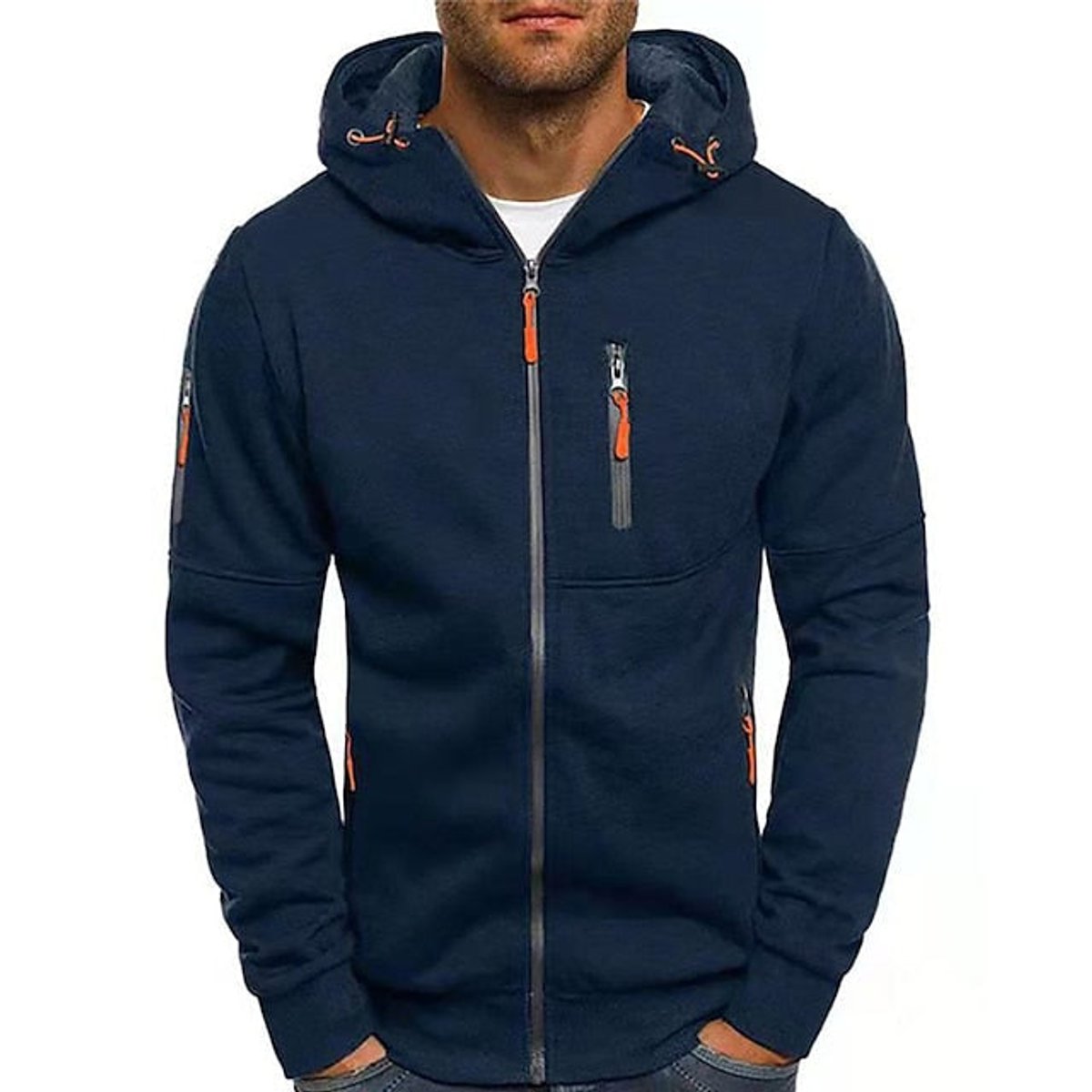 William Multi-Pocket Zip-Up Hoodie
