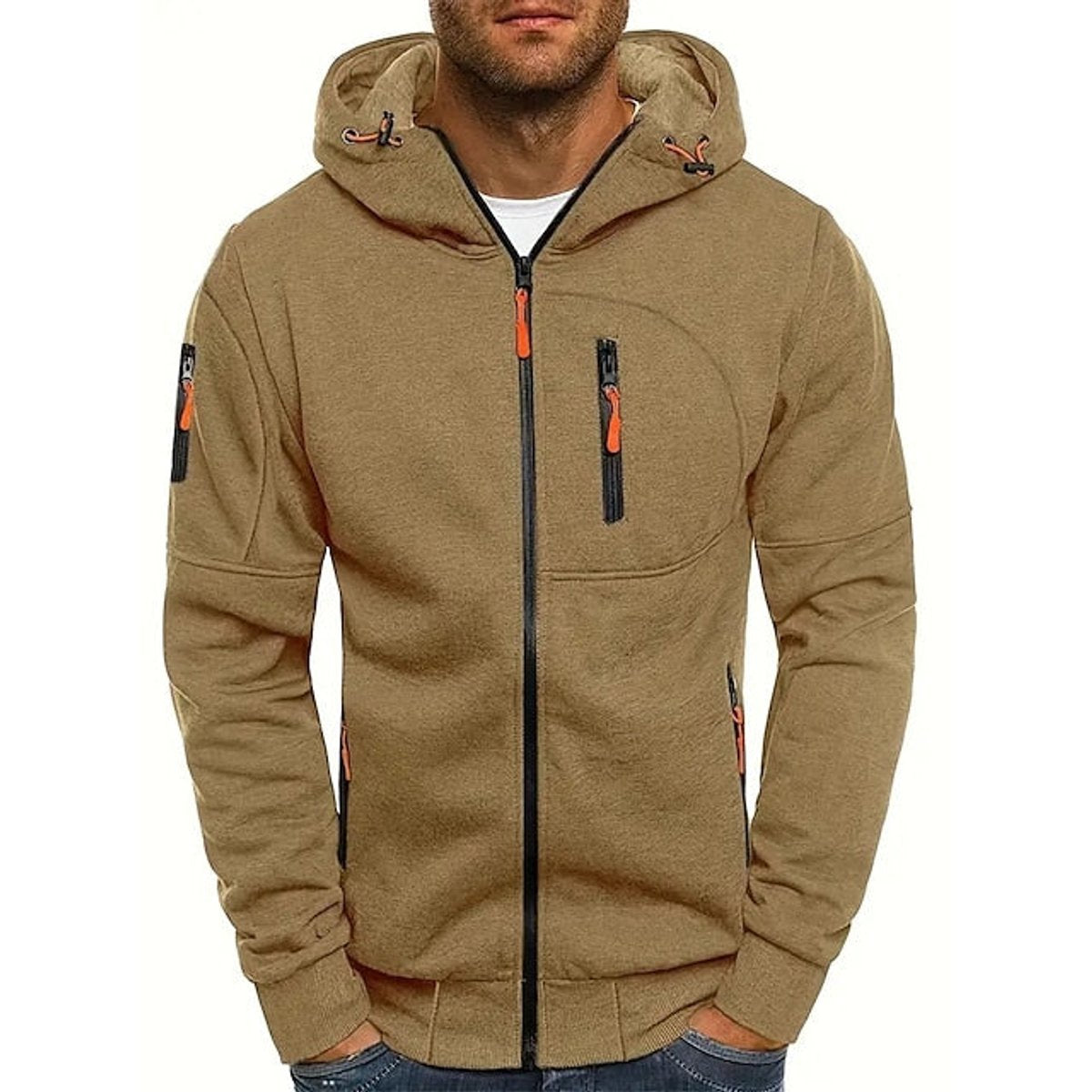 William Multi-Pocket Zip-Up Hoodie