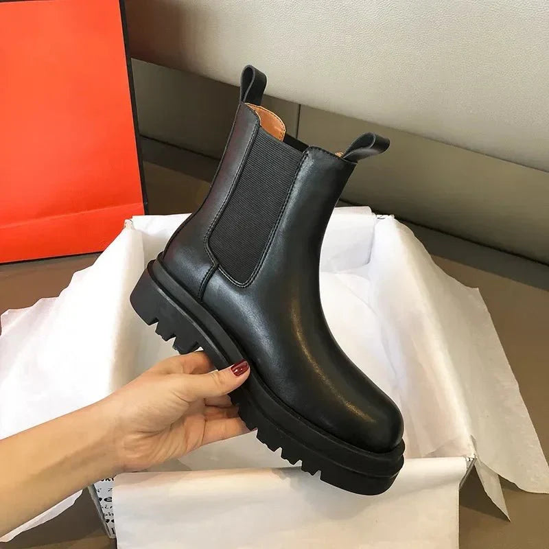 Women’s Chunky Chelsea Mid-Calf Boots