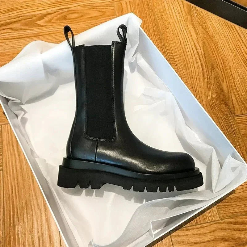 Women’s Chunky Chelsea Mid-Calf Boots