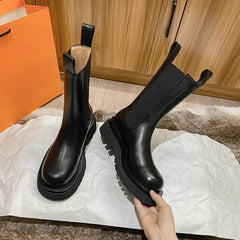 Women’s Chunky Chelsea Mid-Calf Boots