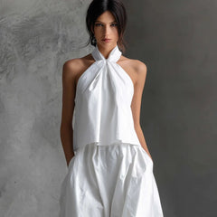 Evelyn Halter Neck Linen Two-Piece Set
