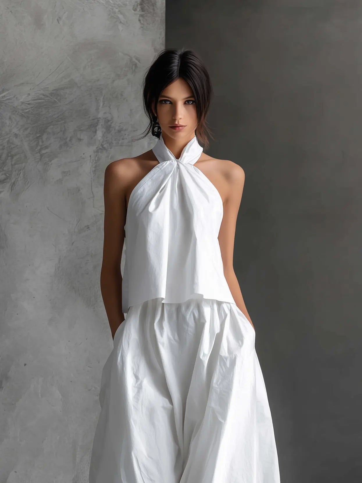 Evelyn Halter Neck Linen Two-Piece Set